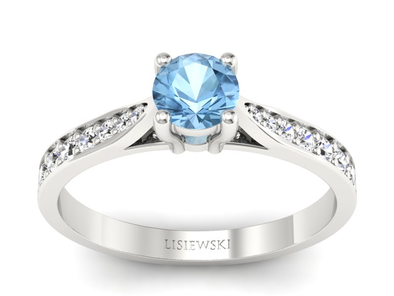 Złoty Pierścionek z topazem i brylantami - p16013btop - 1