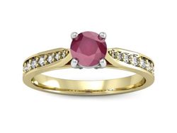 Pierścionek z rubinem i diamentami złoto 585 - p16013zbr