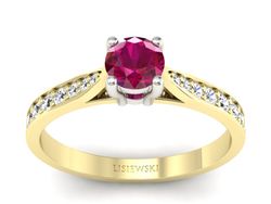 Pierścionek z rubinem i diamentami złoto 585 - p16013zbr