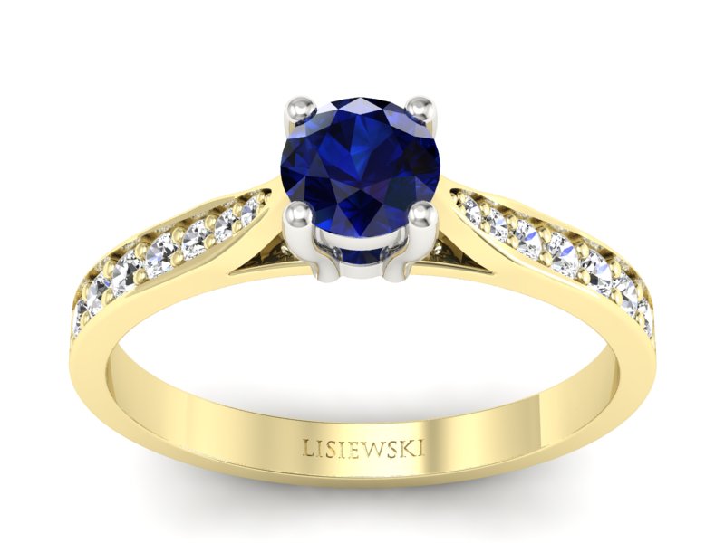 Pierścionek zaręczynowy z szafirem i brylantami - p16013zbsz - 1