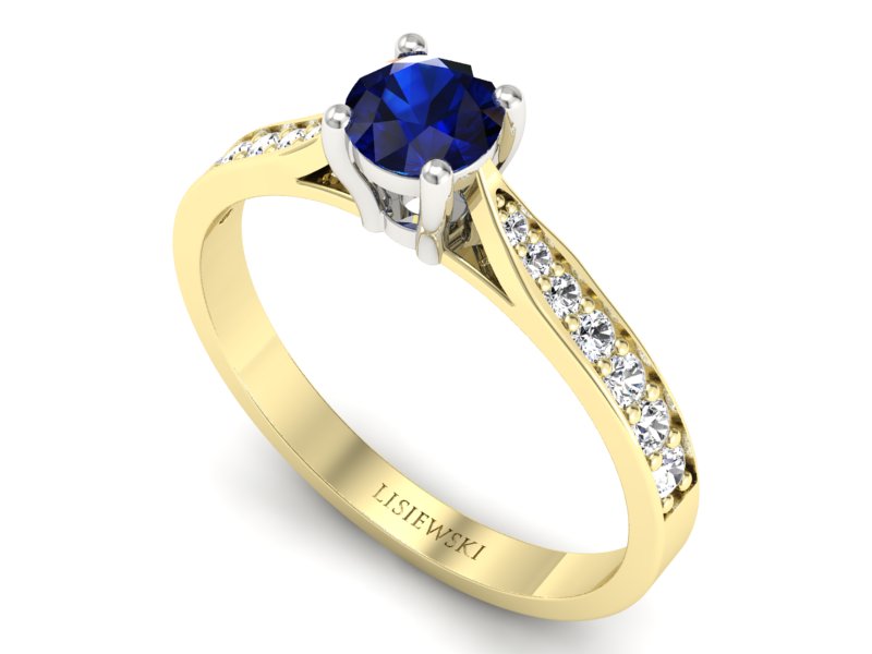 Pierścionek zaręczynowy z szafirem i brylantami - p16013zbsz - 3