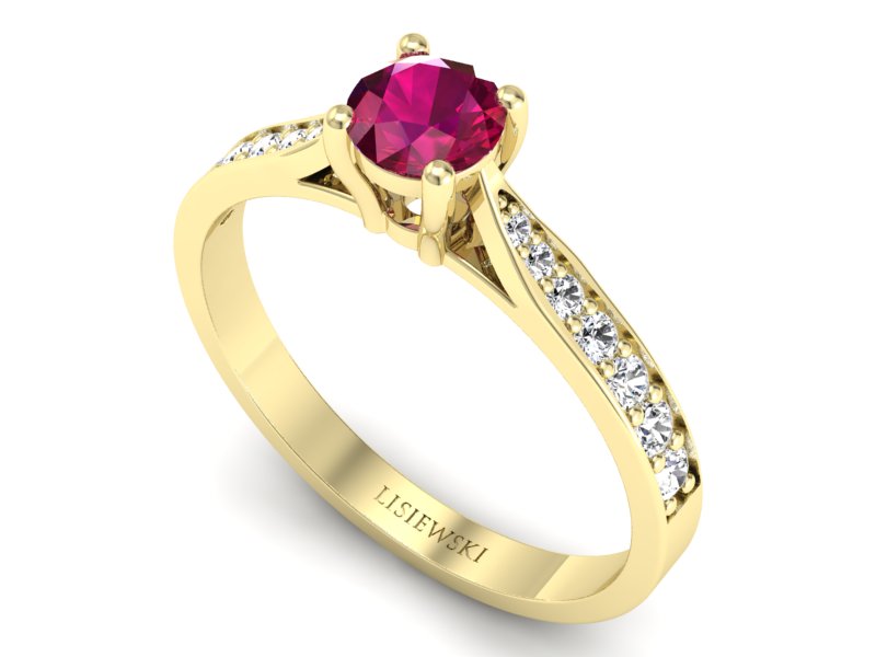 Pierścionek zaręczynowy z rubinem i brylantami - p16013zr - 3