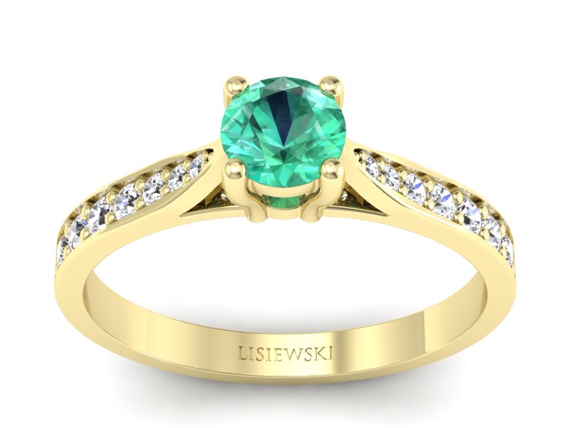 Złoty Pierścionek ze szmaragdem i brylantami - p16013zszm - 1