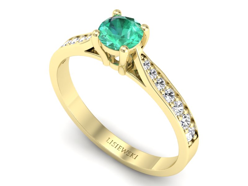 Złoty Pierścionek ze szmaragdem i brylantami - p16013zszm - 3