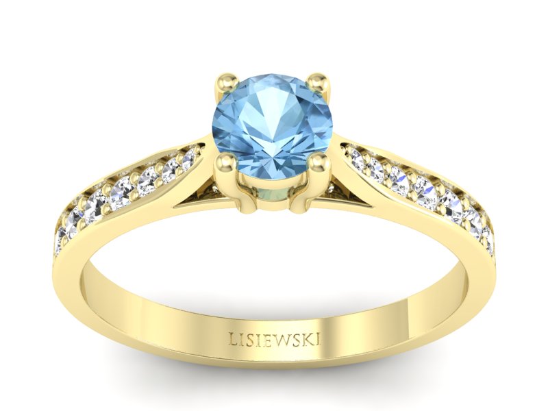 Złoty Pierścionek z topazem i brylantami - p16013ztop - 1