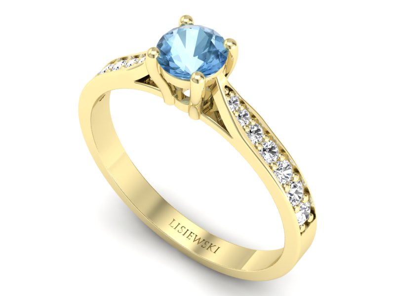 Złoty Pierścionek z topazem i brylantami - p16013ztop - 3