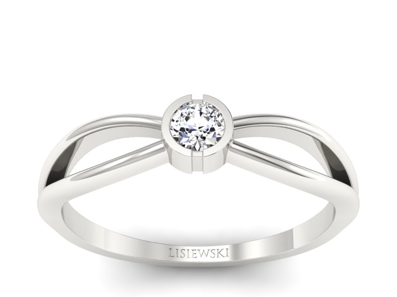 Złoty pierścionek z brylantem białe złoto - p16016b - 1