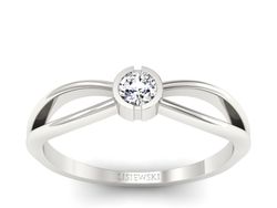 Złoty Pierścionek z brylantem białe złoto 585 - p16016b