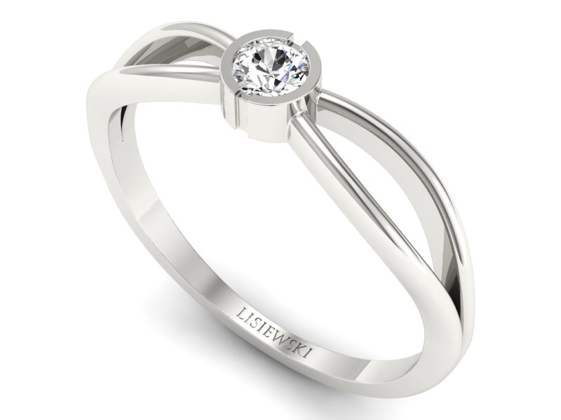 Złoty Pierścionek z brylantem białe złoto 585 - p16016b