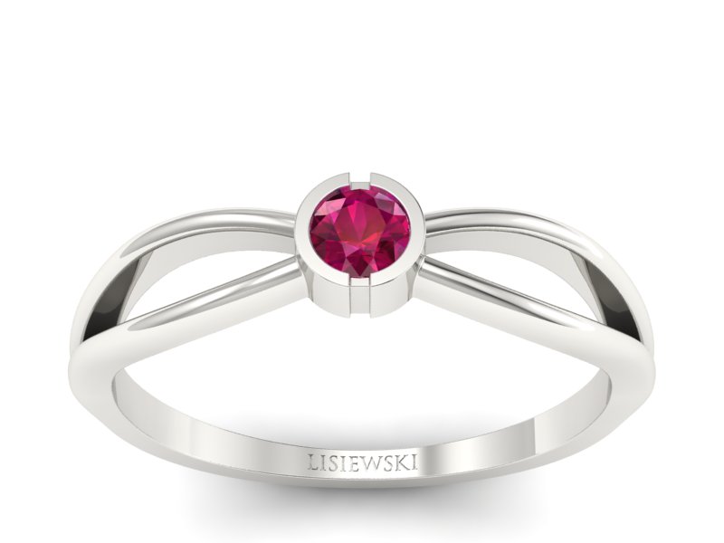 Złoty pierścionek z rubinem białe złoto - p16016br - 1