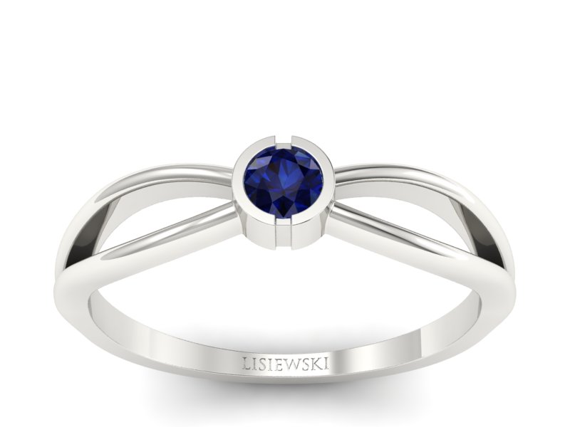 Złoty pierścionek z szafirem białe złoto - p16016bsz - 1