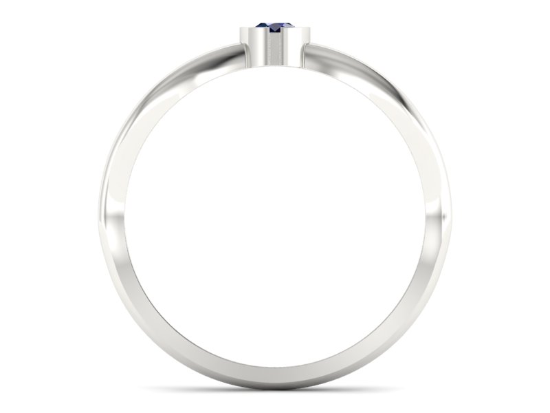 Złoty pierścionek z szafirem białe złoto - p16016bsz - 2