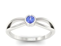 Złoty pierścionek białe złoto z tanzanitem wyjątkowy - p16016bt