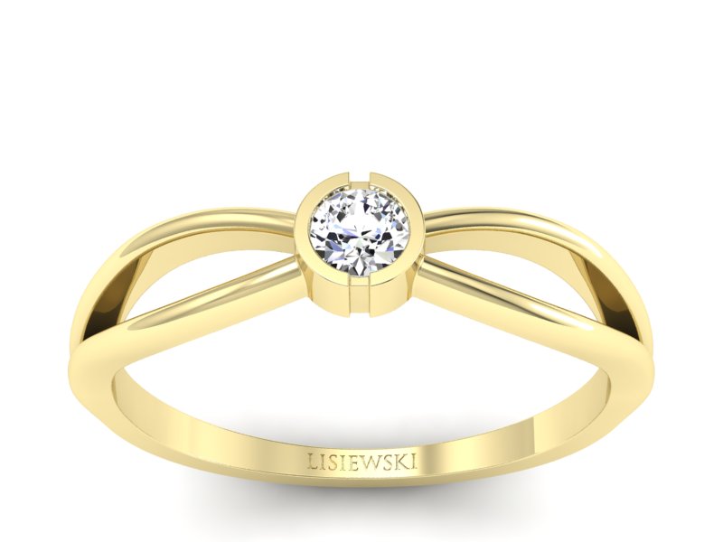 Złoty pierścionek zaręczynowy z brylantem - p16016z - 1