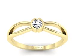 Złoty Pierścionek zaręczynowy z brylantem złoto - p16016z