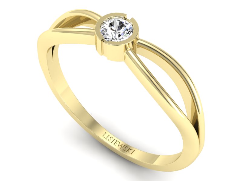 Złoty pierścionek zaręczynowy z brylantem - p16016z - 3