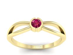 Pierścionek zaręczynowy z rubinem w żółtym złocie - p16016zr