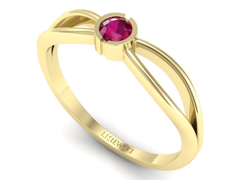 Pierścionek zaręczynowy z rubinem w żółtym złocie - p16016zr