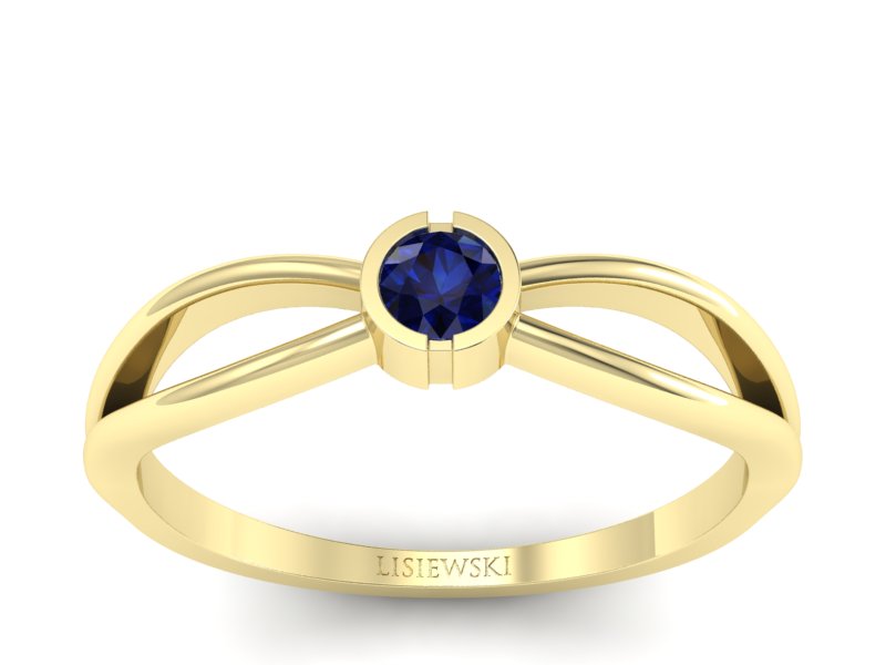 Złoty Pierścionek z szafirem żółte złoto 585 - p16016zsz - 1