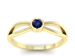 Złoty Pierścionek z szafirem żółte złoto 585 - p16016zsz