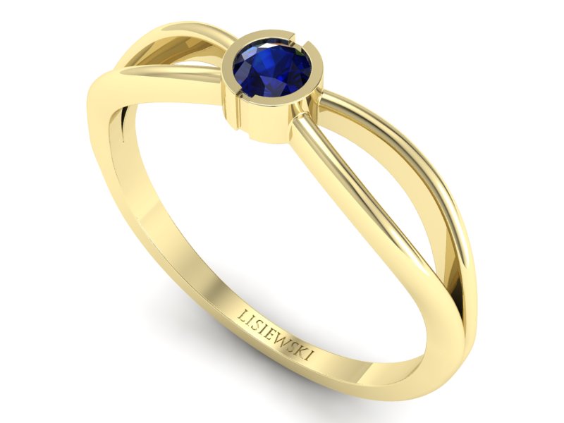 Złoty Pierścionek z szafirem żółte złoto 585 - p16016zsz - 3