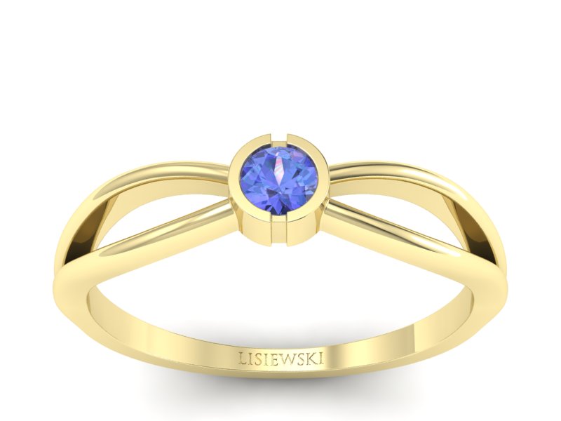 Złoty pierścionek z tanzanitem żółte złoto - p16016zt - 1