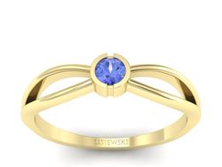 Złoty Pierścionek z tanzanitem żółte złoto 585 - p16016zt