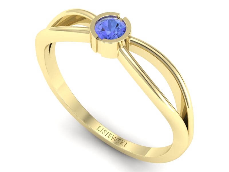 Złoty pierścionek z tanzanitem żółte złoto - p16016zt - 3