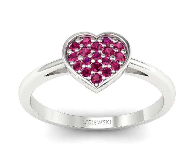 Złoty pierścionek z rubinami białe złoto - p16018br - 1