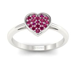 Złoty pierścionek z rubinami białe złoto - p16018br