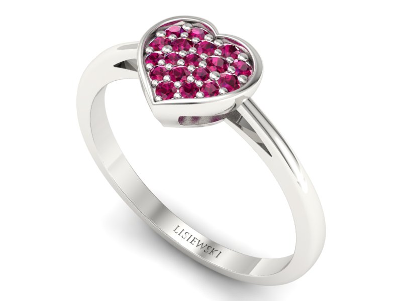 Złoty pierścionek z rubinami białe złoto - p16018br - 3