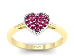 Pierścionek z rubinami białe i żółte złoto - p16018zbr