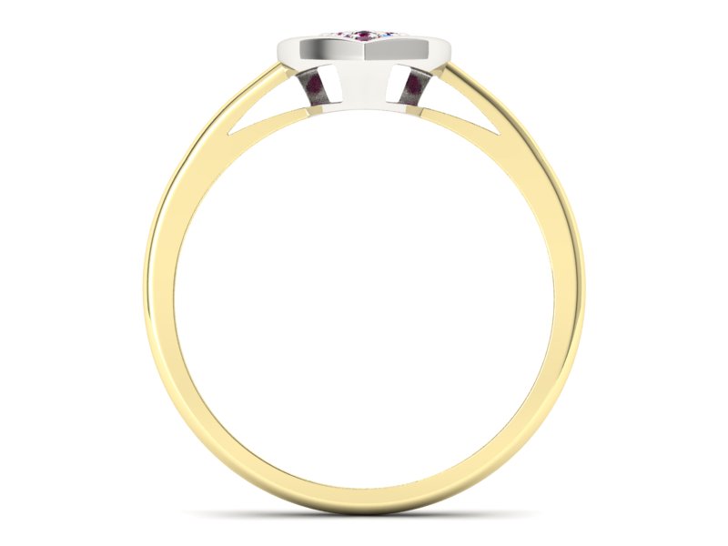 Pierścionek z rubinami białe i żółte złoto - p16018zbr - 2