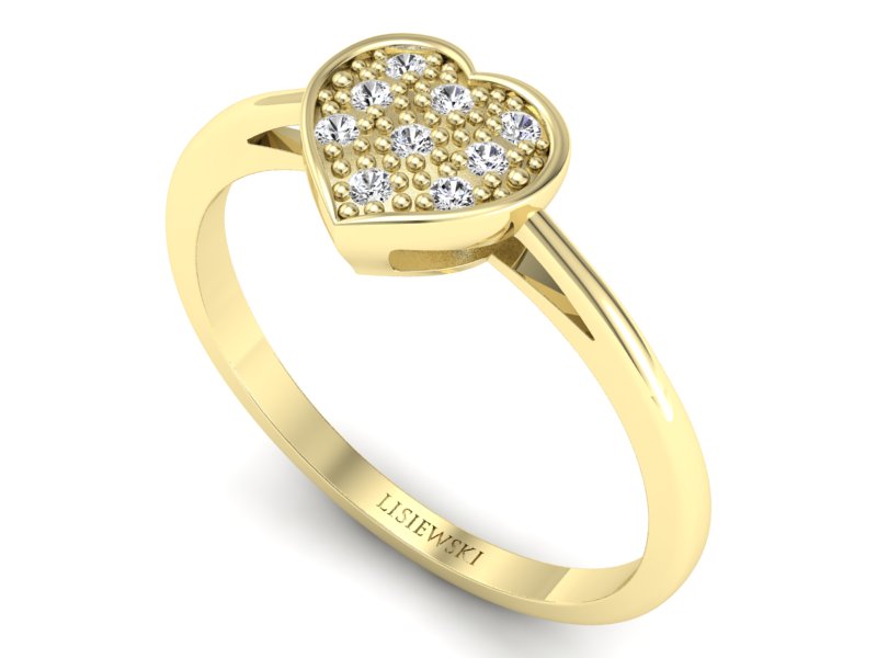 Pierścionek zaręczynowy z brylantami żółte złoto - p16019z - 3