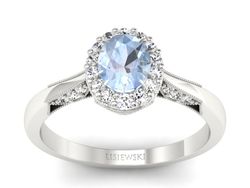 Złoty Pierścionek z akwamarynem i brylantami - p16020bakw