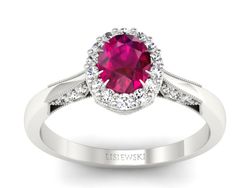 Zloty pierścionek z rubinem z brylantami - p16020br