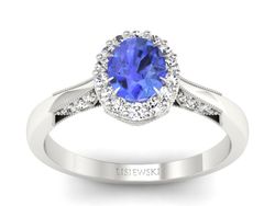 Pierścionek z tanzanitem białe złoto z brylantami - p16020bt