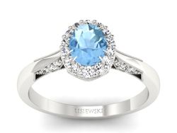 Pierścionek z topazem i brylantami białe złoto - p16020btop