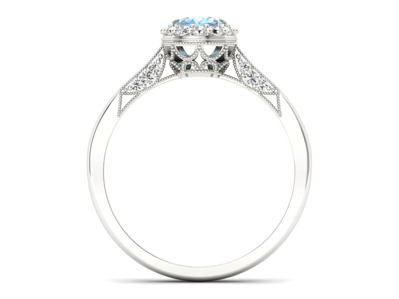 Pierścionek z topazem i brylantami białe złoto - p16020btop - 2