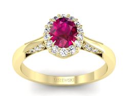 Pierścionek zaręczynowy z rubinem i brylantami - p16020zr