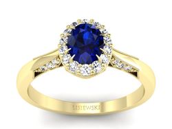 Pierścionek z szafirem i brylantami żółte złoto - p16020zsz
