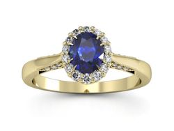 Złoty pierścionek z szafirem i diamentami 585 - p16020zszc