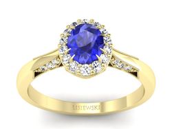 Złoty pierścionek z szafirem i diamentami 585 - p16020zszc