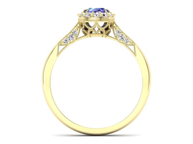 Złoty pierścionek z szafirem i diamentami 585 - p16020zszc - 2