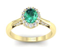 Pierścionek ze szmaragdem i diamentem złoto 585 - p16020zszm