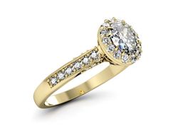 Pierścionek zaręczynowy z diamentami złoto 585 - p16021z