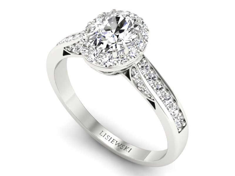 Pierścionek zaręczynowy z diamentami białe złoto - p16022b