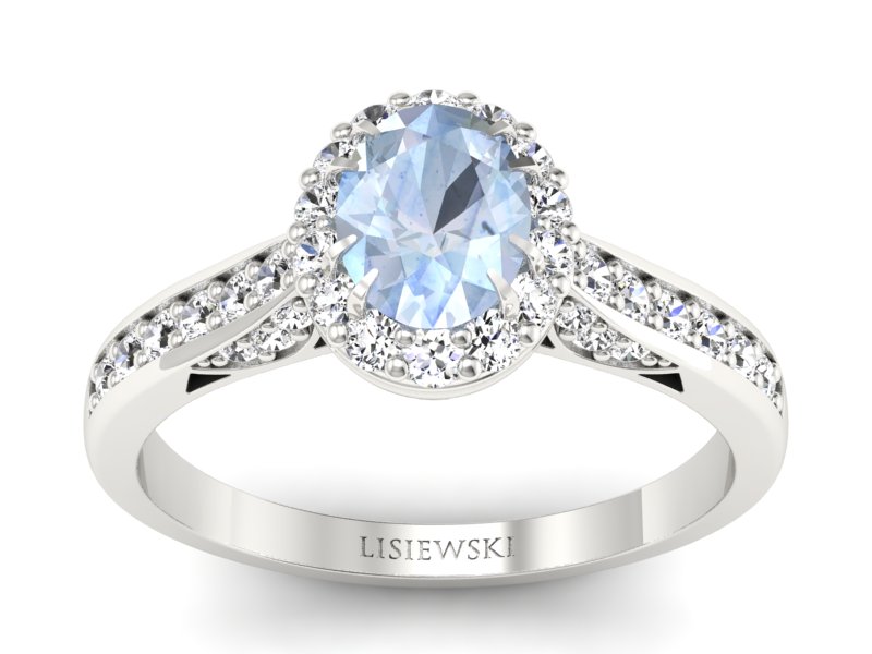 Złoty pierścionek z akwamarynem i brylantami - p16022bakw - 1