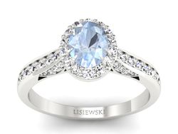 Złoty Pierścionek z akwamarynem i brylantami - p16022bakw