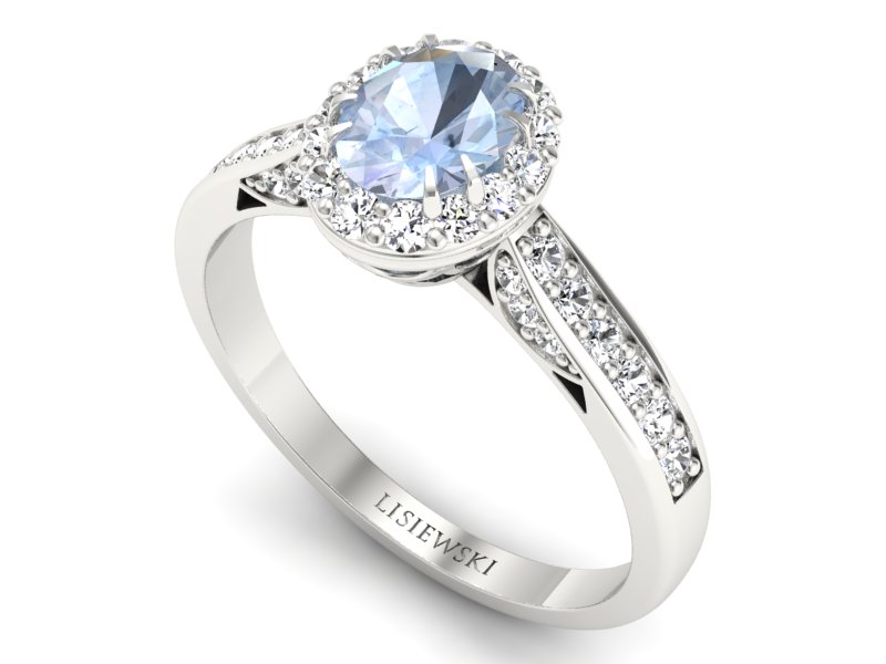 Złoty Pierścionek z akwamarynem i brylantami - p16022bakw